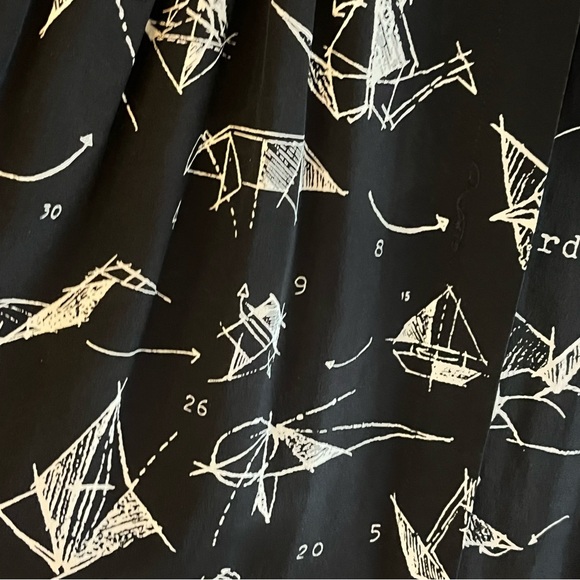 Anthropologie Moulinette Soeurs Many Folds 100% Silk Dress 2 Origami Black Ivory - Picture 8 of 12